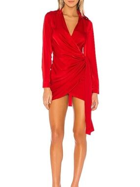superdown Sophie Draped Red Wrap Mini Dress in Red size Large